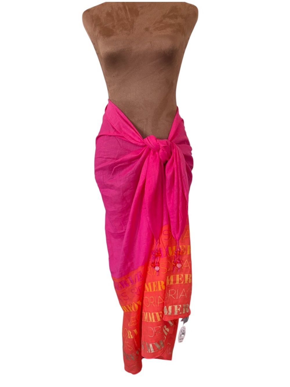 NWT Victoria's Secret Summer Love Pink Orange Beach Sarong Wrap Cover-Up OS